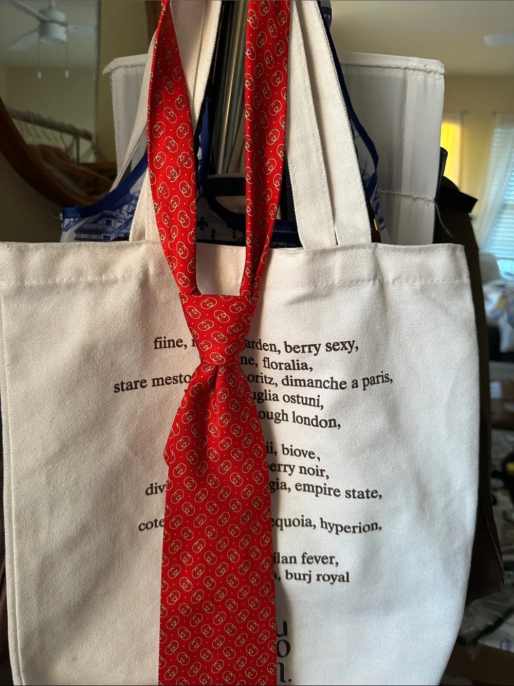 Designer Gucci Red Silk Tie with Subtle Logo Medallions